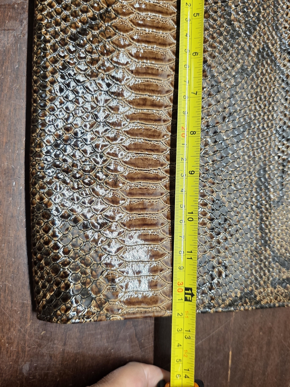 Python-Embossed Envelope Clutch in Tan - Picture 3 of 6